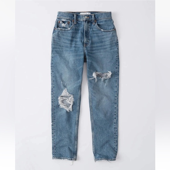Abercrombie & Fitch the mom high rise Jean Ripped Distressed Size 10/30L - Picture 1 of 6